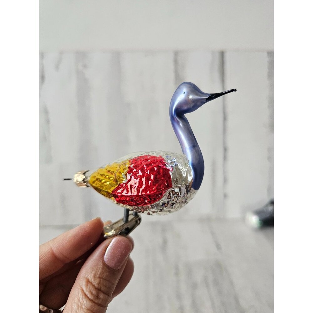Vintage Germany Mercury glass swan clip bird goose ornament axis tree‎